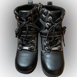 Milwaukee Black Leather Motorcycle Zip Up Boots with Rugged Design Sized 6.5
